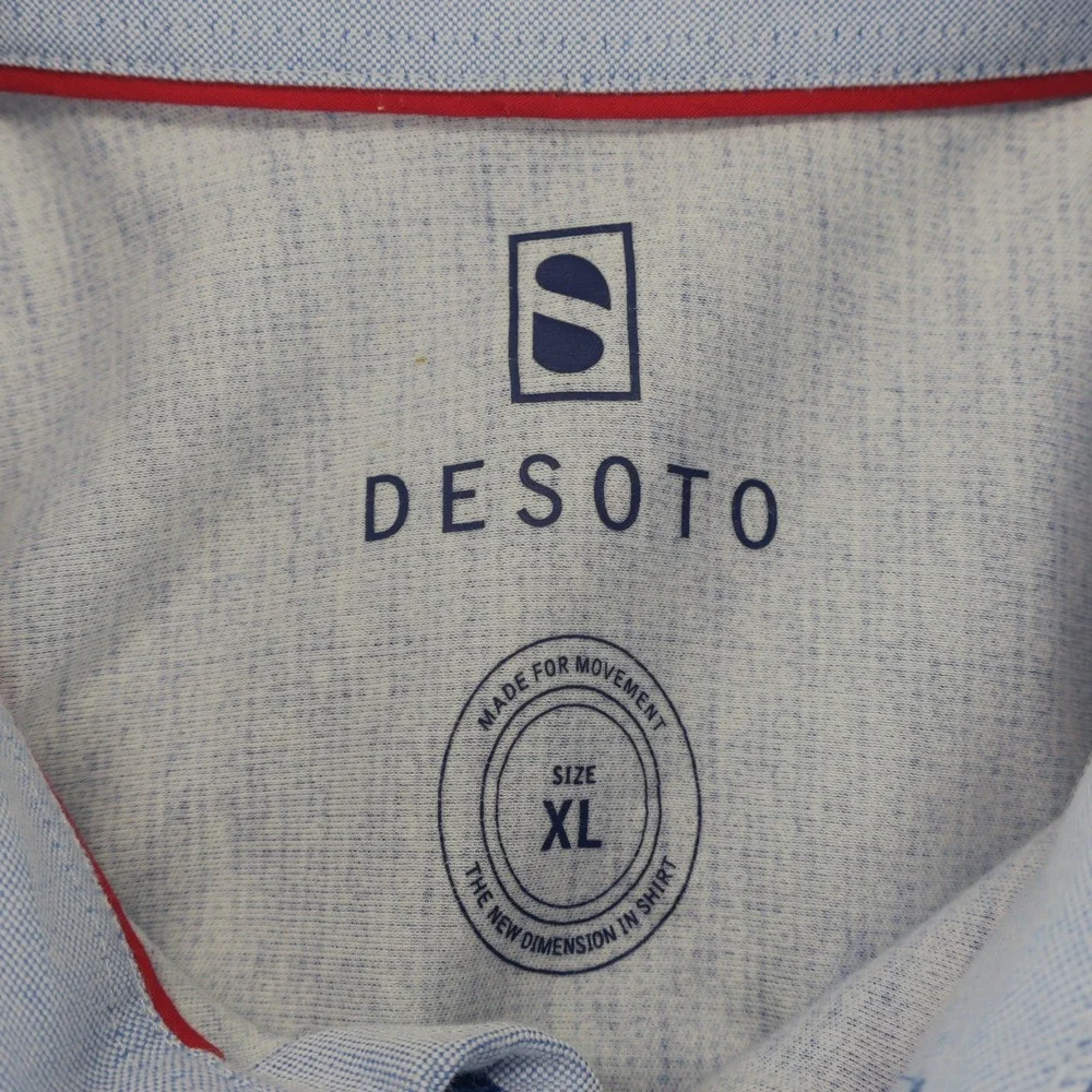 Desoto Made For‎ Movement Button Up Shirt Mens XL Blue Cotton Stretch